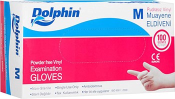 Dolphin Pudrasız Vinil Muayene Eldiveni M 100 Adet